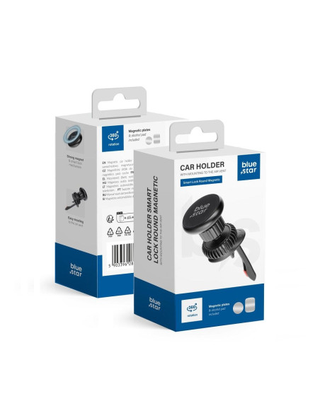 BLUE STAR SMART LOCK ROUND MAGNETIQUE Support voiture pour calandre noir