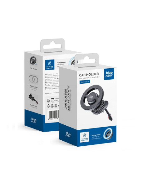 BLUE STAR support voiture magnétique SMART LOCK X1 pour grille compatible avec MagSafe noir