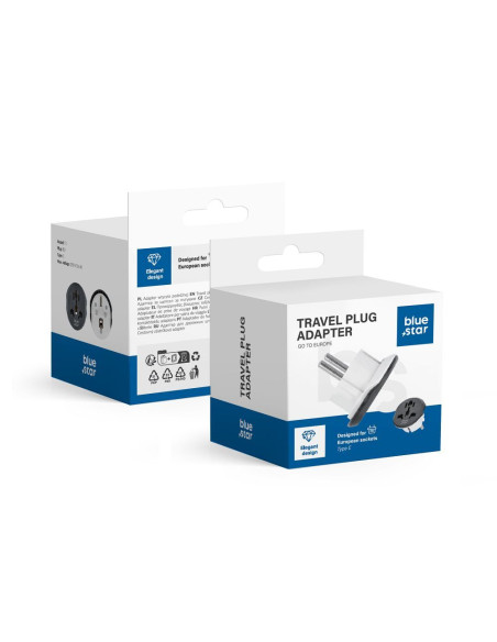 BLUE STAR GO TO Europe (Type E) 16A travel adapter white