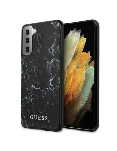 Véritable GUESS Case GUHCS21MPCUMABK pour Samsung S21 Plus (Marbre / noir)