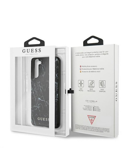 Véritable GUESS Case GUHCS21MPCUMABK pour Samsung S21 Plus (Marbre / noir)