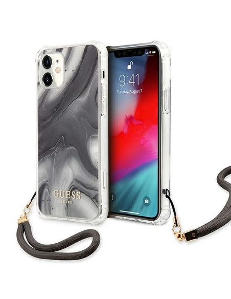 Véritable GUESS Case GUHCP12SKSMAGR pour iPhone 12 MINI (Marble Collection / gris)