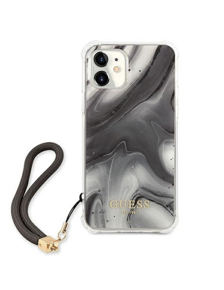 Véritable GUESS Case GUHCP12SKSMAGR pour iPhone 12 MINI (Marble Collection / gris)