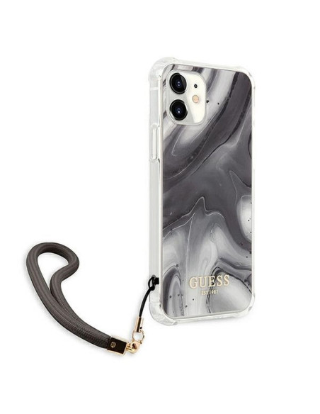 Véritable GUESS Case GUHCP12SKSMAGR pour iPhone 12 MINI (Marble Collection / gris)