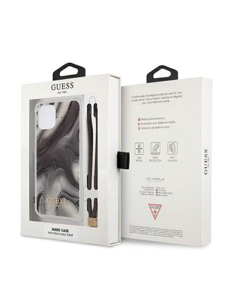 Véritable GUESS Case GUHCP12SKSMAGR pour iPhone 12 MINI (Marble Collection / gris)