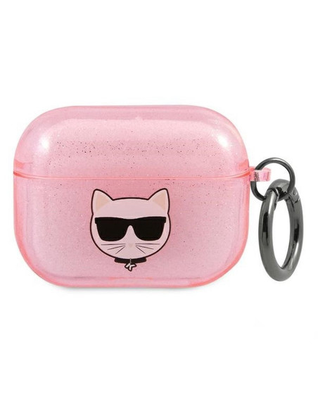 Véritable KARL LAGERFELD KLA3UCHGP Case pour Apple Airpods 3 / rose + paillettes