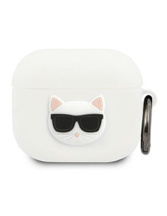 Véritable KARL LAGERFELD KLACA3SILCHWH Case pour Apple Airpods 3 / blanc