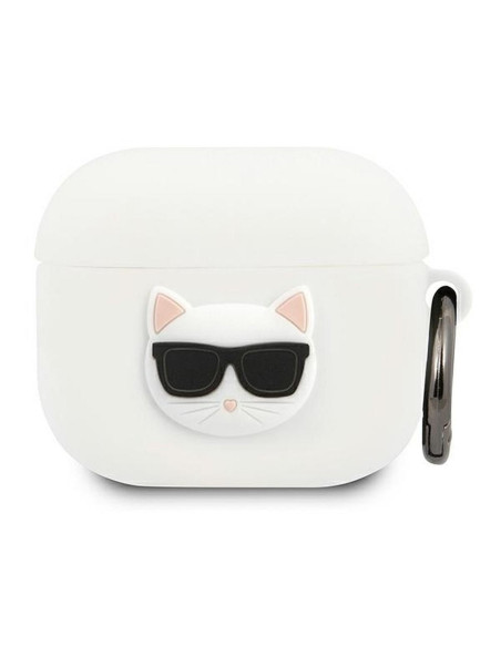 Véritable KARL LAGERFELD KLACA3SILCHWH Case pour Apple Airpods 3 / blanc