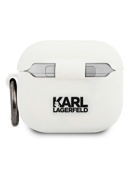 Véritable KARL LAGERFELD KLACA3SILCHWH Case pour Apple Airpods 3 / blanc