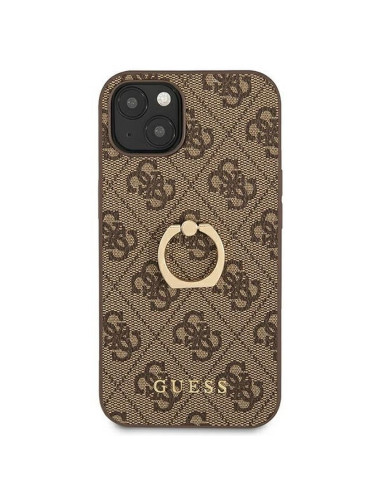 Véritable GUESS Case GUHCP13S4GMRBR pour iPhone 13 MINI marron + support d'anneau