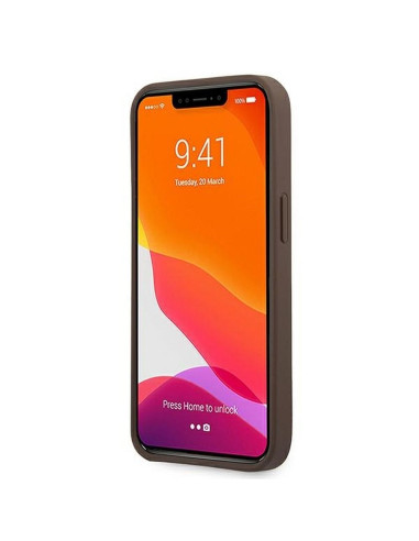 Véritable GUESS Case GUHCP13S4GMRBR pour iPhone 13 MINI marron + support d'anneau