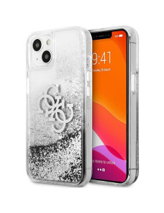 Véritable GUESS Case GUHCP13SLG4GSI pour iPhone 13 MINI (Collection 4G Big Liquid Glitter / argent)