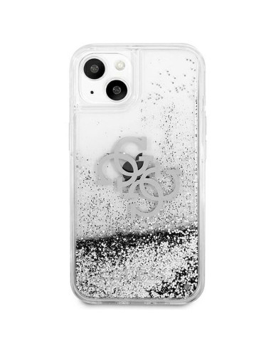 Véritable GUESS Case GUHCP13SLG4GSI pour iPhone 13 MINI (Collection 4G Big Liquid Glitter / argent)