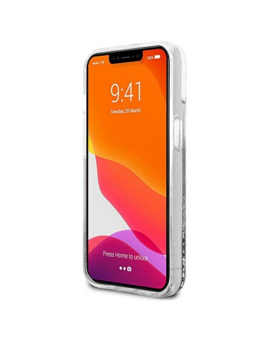 Véritable GUESS Case GUHCP13SLG4GSI pour iPhone 13 MINI (Collection 4G Big Liquid Glitter / argent)
