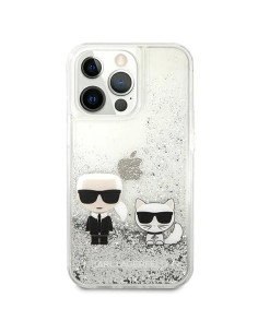 Véritable KARL LAGERFELD Case KLHCP13LGKCS pour iPhone 13 PRO (Liquid Glitter K&C / Silver)