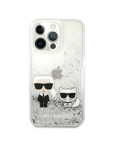Véritable KARL LAGERFELD Case KLHCP13LGKCS pour iPhone 13 PRO (Liquid Glitter K&C / Silver)
