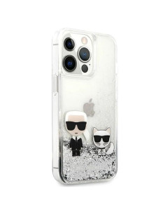 Véritable KARL LAGERFELD Case KLHCP13LGKCS pour iPhone 13 PRO (Liquid Glitter K&C / Silver) 2