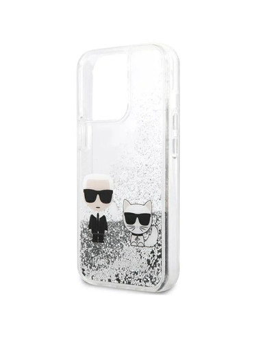 Véritable KARL LAGERFELD Case KLHCP13LGKCS pour iPhone 13 PRO (Liquid Glitter K&C / Silver)