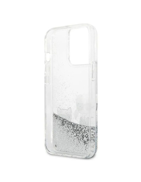 Véritable KARL LAGERFELD Case KLHCP13LGKCS pour iPhone 13 PRO (Liquid Glitter K&C / Silver)
