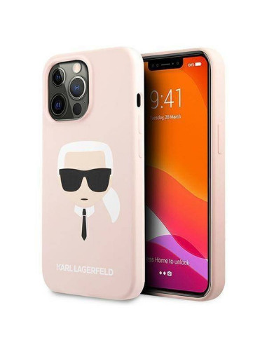 Véritable KARL LAGERFELD Case KLHCP13LSLKHLP pour iPhone 13 PRO (Silicone K. Head / rose)