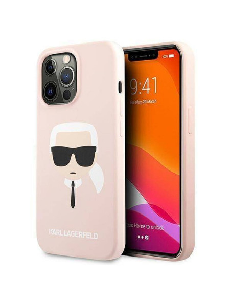 Véritable KARL LAGERFELD Case KLHCP13LSLKHLP pour iPhone 13 PRO (Silicone K. Head / rose)