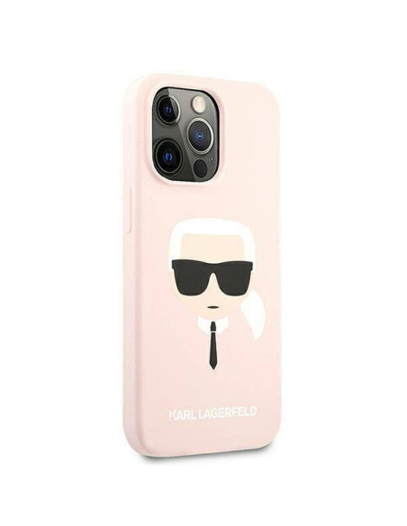 Véritable KARL LAGERFELD Case KLHCP13LSLKHLP pour iPhone 13 PRO (Silicone K. Head / rose)