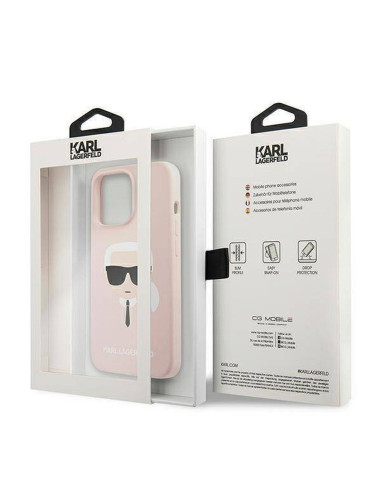 Véritable KARL LAGERFELD Case KLHCP13LSLKHLP pour iPhone 13 PRO (Silicone K. Head / rose)