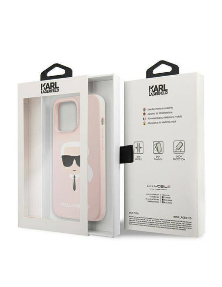 Véritable KARL LAGERFELD Case KLHCP13LSLKHLP pour iPhone 13 PRO (Silicone K. Head / rose)