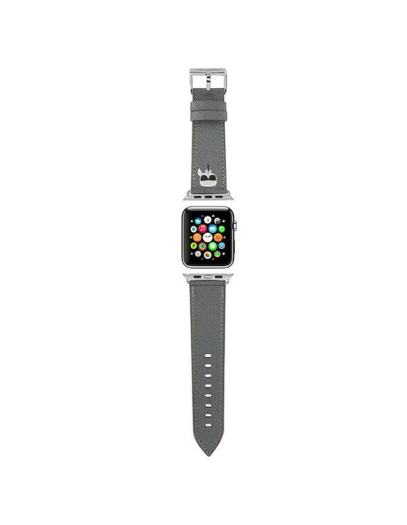 Karl Lagerfeld SAFFIANO KH 42/44mm KLAWLOKHG bracelet en silicone argenté pour Apple Watch