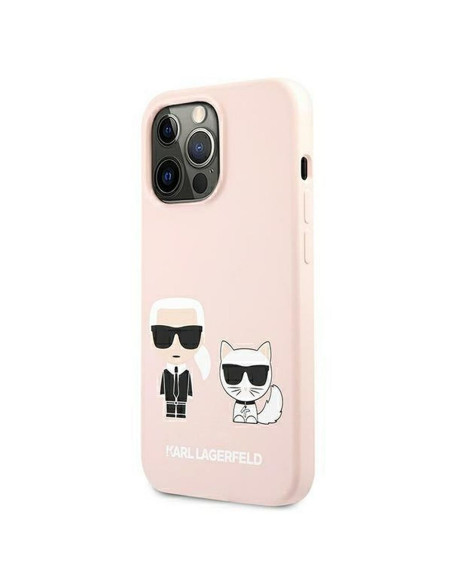 Véritable KARL LAGERFELD Case KLHMP13LSSKCI pour iPhone 13 PRO (Iconic Karl and Choupette + MAG / light pink)