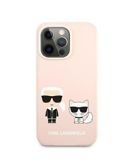 Véritable KARL LAGERFELD Case KLHMP13LSSKCI pour iPhone 13 PRO (Iconic Karl and Choupette + MAG / light pink)