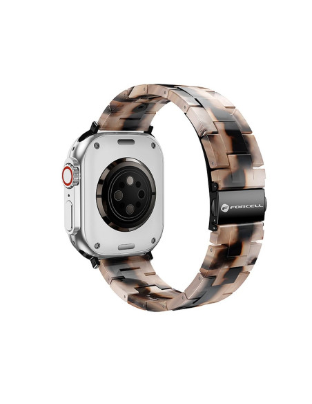 FORCELL F-DESIGN FA04 marble textured resin strap for APPLE Watch 42 / 44 / 45 / 49 mm brown