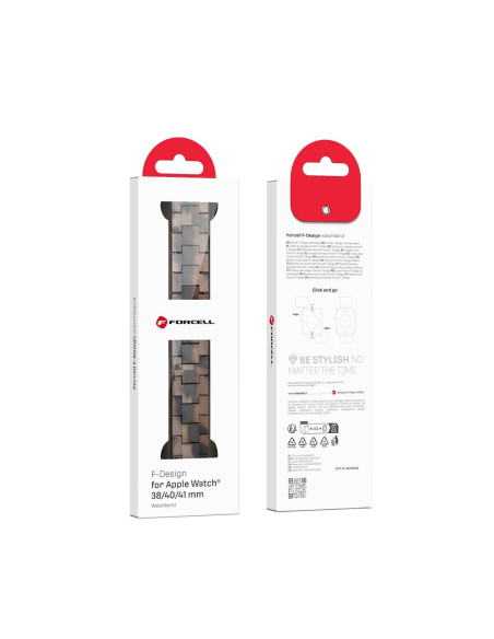 FORCELL F-DESIGN FA04 marble textured resin strap for APPLE Watch 38 / 40 / 41 mm brown