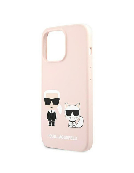 Véritable KARL LAGERFELD Case KLHMP13LSSKCI pour iPhone 13 PRO (Iconic Karl and Choupette + MAG / light pink)