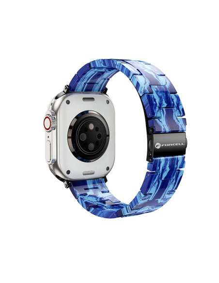 FORCELL F-DESIGN FA04 marble textured resin strap for APPLE Watch 42 / 44 / 45 / 49 mm blue
