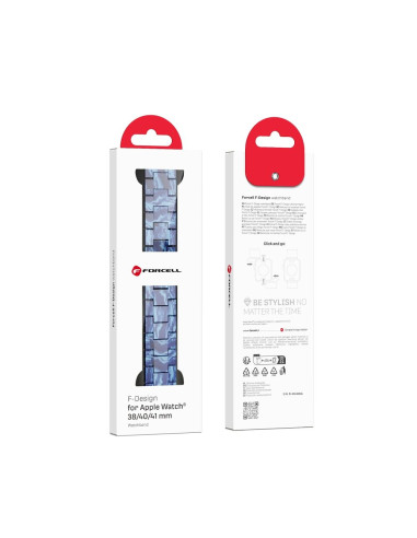 FORCELL F-DESIGN FA04 marble textured resin strap for APPLE Watch 38 / 40 / 41 mm blue