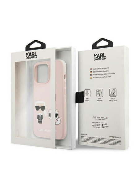 Véritable KARL LAGERFELD Case KLHMP13LSSKCI pour iPhone 13 PRO (Iconic Karl and Choupette + MAG / light pink)