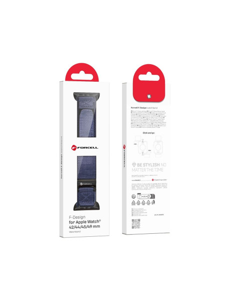 FORCELL F-DESIGN FA05 nylon strap for APPLE Watch 42 / 44 / 45 / 49 mm blue