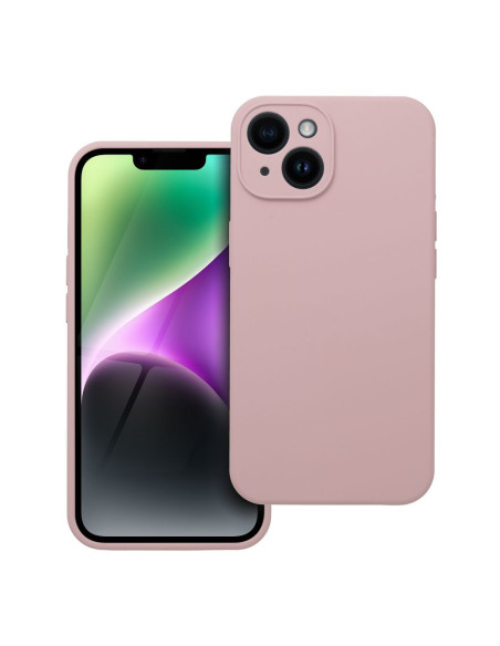 Coque en SILICONE 2mm pour IPHONE 14 rose poudré