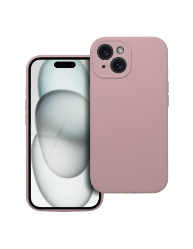 Coque en SILICONE 2mm pour IPHONE 15 rose poudré