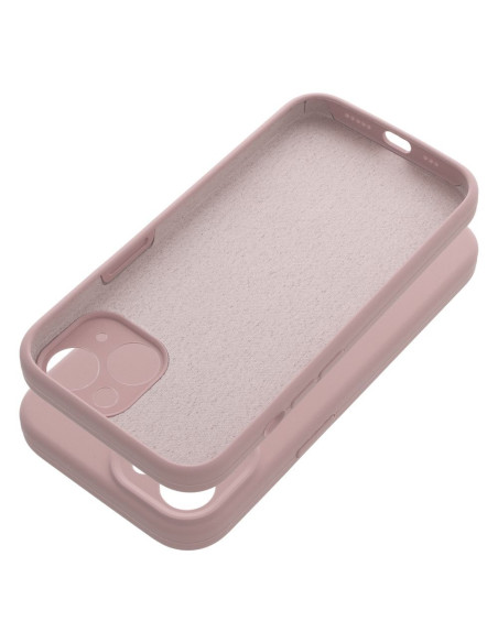 Coque en SILICONE 2mm pour IPHONE 15 rose poudré