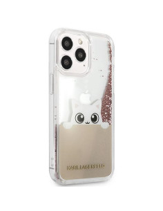 Véritable KARL LAGERFELD Case KLHCP13XPABGNU pour iPhone 13 PRO MAX (Liquid Glitter Peek A Boo / Pink)