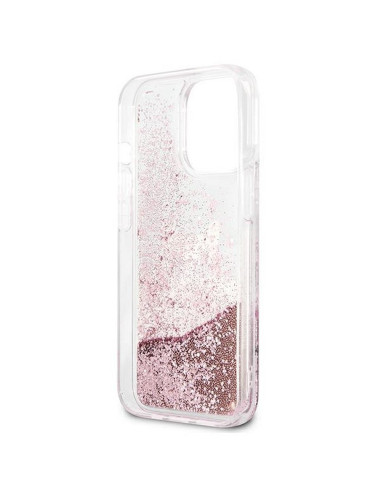 Véritable KARL LAGERFELD Case KLHCP13XPABGNU pour iPhone 13 PRO MAX (Liquid Glitter Peek A Boo / Pink)