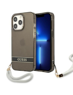 Véritable GUESS Case GUHCP13LHTSGSK pour iPhone 13 PRO (Translucide / noir)