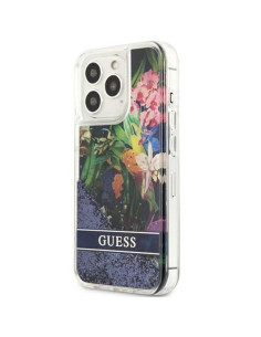 Véritable GUESS Case GUHCP13LLFLSB pour iPhone 13 PRO (Glitter Flower / blue) 2