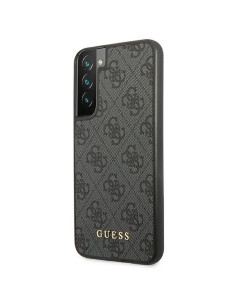 Véritable GUESS Case GUHCS22SG4GFGR pour Samsung S22 (4G Metal Gold Logo / Grey) 2