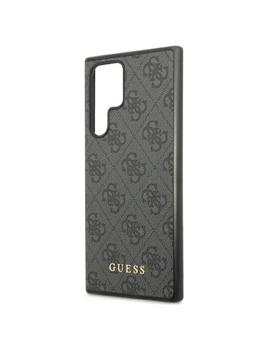 Véritable GUESS Case GUHCS22LG4GFGR pour Samsung S22 Ultra (4G Metal Gold Logo / Grey)