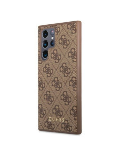 Véritable GUESS Case GUHCS22LG4GFBR pour Samsung S22 Ultra (4G Metal Gold Logo / Brown) 2