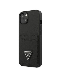 Véritable GUESS Case GUHCP13SPSATPK pour iPhone 13 MINI (Saffiano Double Card Triangle / noir) 2