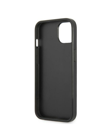 Véritable GUESS Case GUHCP13SPSATPK pour iPhone 13 MINI (Saffiano Double Card Triangle / noir)